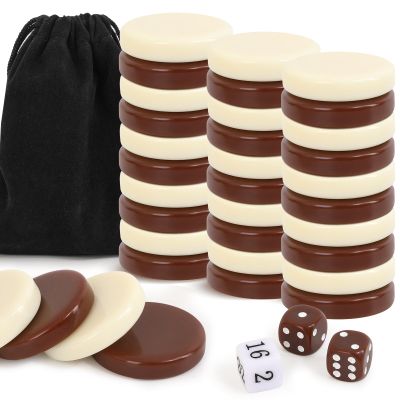 Hellpnoom Premium Ceramic Game Pieces Set - 30 Versatile Pieces for Checkers, Chess Pieces only, Backgammon Pieces only, dice & More - Smooth Finish, Durable for Checkers Board Game