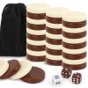 Hellpnoom Premium Ceramic Game Pieces Set - 30 Versatile Pieces for Checkers, Chess Pieces only, Backgammon Pieces only, dice & More - Smooth Finish, Durable for Checkers Board Game view 1