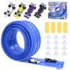 Flexible Race Car Track for Kids - Flex Track 16 Ft with Suction Cups & Loop for Ages 3 & Up Classic Blue Double Long Rolls Up Portable(Blue) view 1