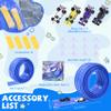 Flexible Race Car Track for Kids - Flex Track 16 Ft with Suction Cups & Loop for Ages 3 & Up Classic Blue Double Long Rolls Up Portable(Blue) view 2