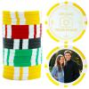 11.5 Grams Striped Custom Ceramic Clay Poker Chips Double-Sided Full-Color Personalized Printing Put Image Logo Business Cards for Texas Hold 'em Golf Casino Drink Tokens Pack of 50-1000 (Yellow) view 1