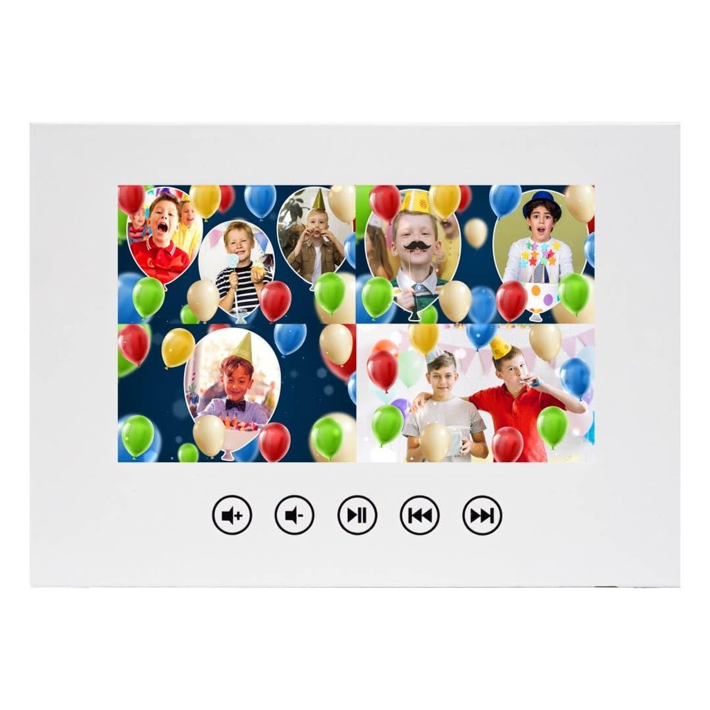 Animated Birthday Video Card for Boys Upload 16 Photos Personalized Tech Gift for Kids 7 Digital Display, 8GB Internal Memory, USB Charger Included