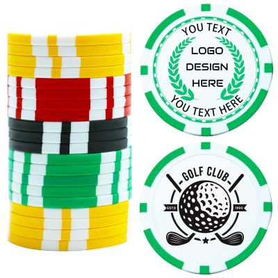 11.5 Grams Striped Custom Ceramic Clay Poker Chips Double-Sided Full-Color Personalized Printing Put Image Logo Business Cards for Texas Hold 'em Golf Casino Drink Tokens Pack of 50-1000 (Green)