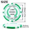 11.5 Grams Striped Custom Ceramic Clay Poker Chips Double-Sided Full-Color Personalized Printing Put Image Logo Business Cards for Texas Hold 'em Golf Casino Drink Tokens Pack of 50-1000 (Green) view 2