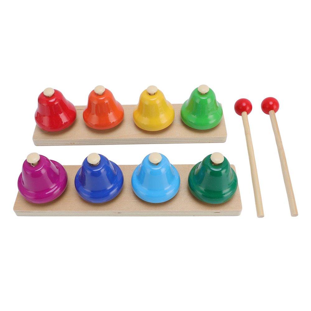 Alomejor Desk Bells for Kids, 8 Note Colorful Percussion Instrument with Wooden Mallets - Basswood and Iron Musical Toy for Preschoolers