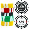 11.5 Grams Striped Custom Ceramic Clay Poker Chips Double-Sided Full-Color Personalized Printing Put Image Logo Business Cards for Texas Hold 'em Golf Casino Drink Tokens Pack of 50-1000 (Black) view 1