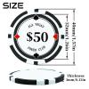 11.5 Grams Striped Custom Ceramic Clay Poker Chips Double-Sided Full-Color Personalized Printing Put Image Logo Business Cards for Texas Hold 'em Golf Casino Drink Tokens Pack of 50-1000 (Black) view 2