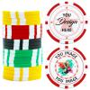 11.5 Grams Striped Custom Ceramic Clay Poker Chips Double-Sided Full-Color Personalized Printing Put Image Logo Business Cards for Texas Hold 'em Golf Casino Drink Tokens Pack of 50-1000 (Red) view 1