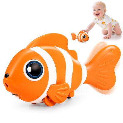 Crawling Fish Baby Toys, Novelty Tummy Time Toys for Babies 6-12 Months, Magic Swinging Fish Music Crawling Toys for Infant Toddler 12-18 Learning Crawl Walking Dancing 1st Valentines Days Gift