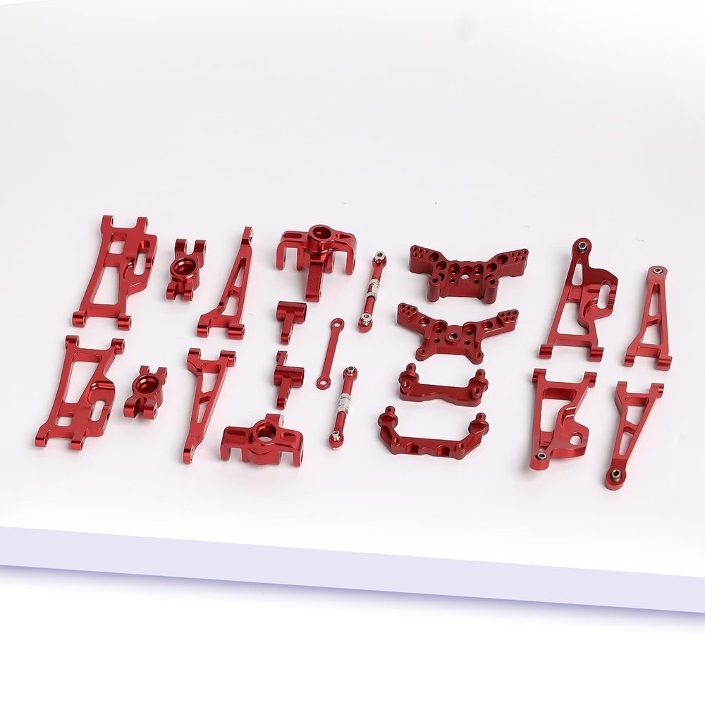 21/PCS Metal Repalcement Part Kit for Hyper Go H14BM, 14209, 14210 1/14th RC Car Upgrades, Spare Aluminium Accessory Full Set with Screws(Red)(Red)