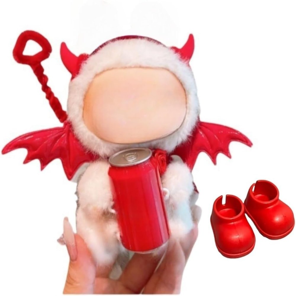 17cm Doll Clothes & Accessories Set: Cute Outfit Clothes Accessories Set Including Red Wings, Headwear, and Shoes. (Doll Not Included)