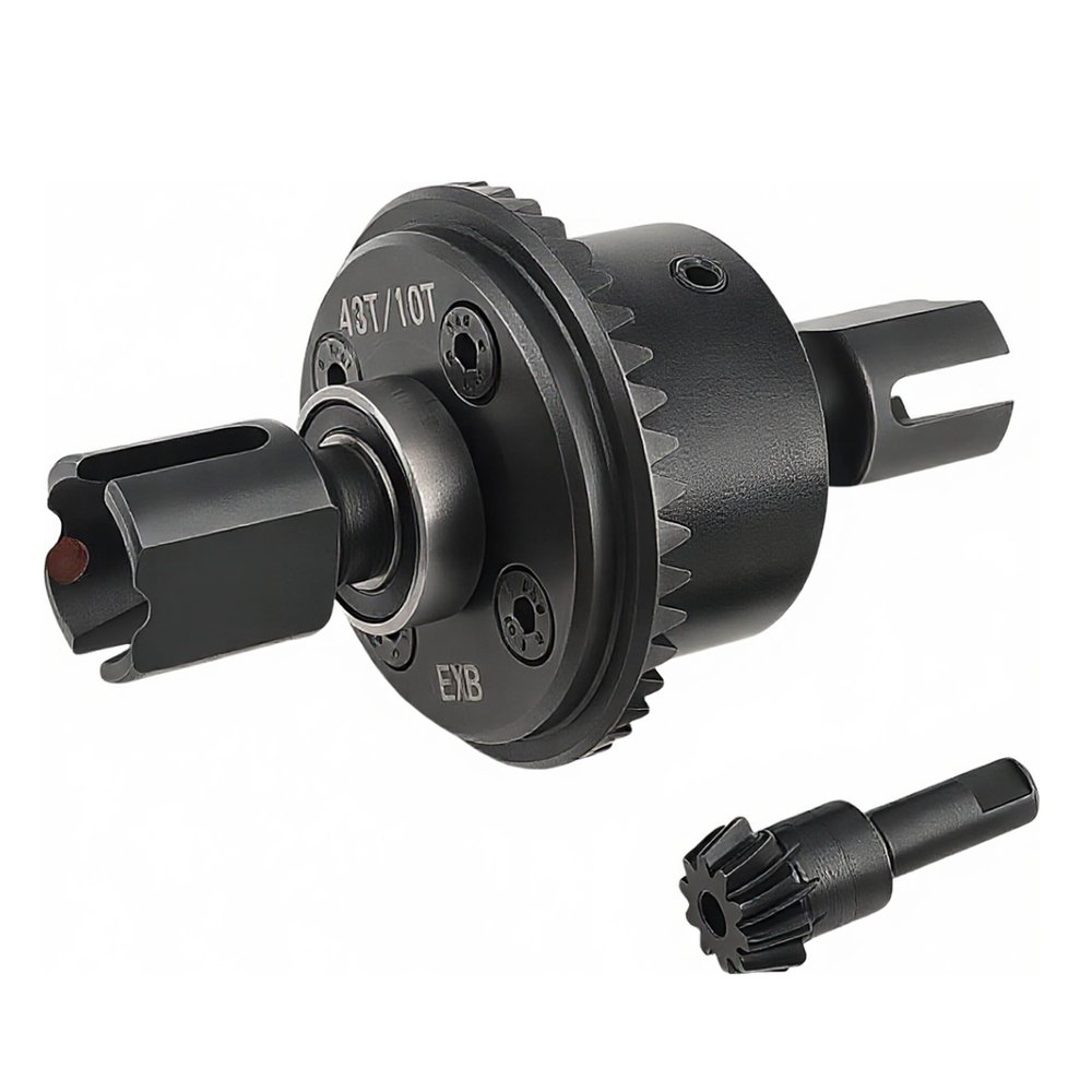 43T Differential Ring Gear & 10T Pinion Gear Upgrade for ARRMA 1/7 Big Rock, Mojave, Fireteam V2 6S BLX & 1/8 Kraton, Outcast, Notorious, Talion 6S BLX/EXB  Replaces ARA310990, ARA310979 (Black)