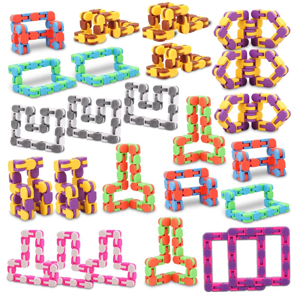 20 Packs Fidget Toys Bulk, Wacky Tracks Fidgets Snap & Click Sensory Puzzle, Party Favors, Goodie Bag, Treasure Box Toys for Classroom Reward, Stocking Stuffer Prizes for Kids, Student
