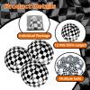 12 Pack Inflatable Monster Truck Checkered Beach Balls 12 Inches Black and White Flag Design Bulk Toys for Kids Pool Games, Summer Jam Party Supplies, Race Theme Decorations and Class Gifts view 3
