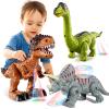 3 Pack Walking Dinosaur Toys for Kids 3-5 5-7 Years Old, Simulated Tyrannosaurus Brachiosaurus Triceratops with Sound & Light, Birthday Gifts Dino Toy for Toddlers Boys Girls 3 4 5 6 7 8 Years view 1