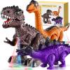 Lucky Doug 3 Pack Electric Realistic Dinosaur Toys with Simulated Sounds  Lights for Boys Kids Aged 3 4 5 Years Old - Perfect Jurassic Tyrannosaurus Rex Gift for Birthday 3-5 Years view 3