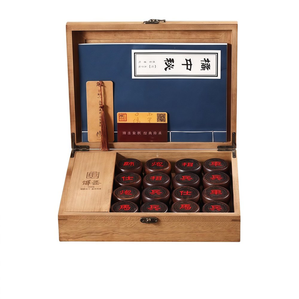 Natural Wood Chinese Chess, Xiangqi Gift Set - Travel Games Sets with Board Games Gift, Xiang Qi Game & Pieces, Chinese Decor & Gifts, Chinese New Year Decor