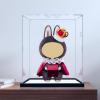 2cm high-end Black Brushed Mirror Base , Thickened Clear Acrylic Display Case for Zimomo Labubu for Pop Mart I Found You Angel in Clouds Doll, LABUBU Large Toy 11.8"x9.8"x15.7" view 1