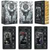 Black Stained Glass Tarot Cards for Beginners with Meanings on Them 400GSM Unique Thickness Gilded Learning Tarot Deck Set with Guide Book and Golden Edge on 78 Cards view 1