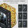 Black Stained Glass Tarot Cards for Beginners with Meanings on Them 400GSM Unique Thickness Gilded Learning Tarot Deck Set with Guide Book and Golden Edge on 78 Cards view 2