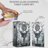 Black Stained Glass Tarot Cards for Beginners with Meanings on Them 400GSM Unique Thickness Gilded Learning Tarot Deck Set with Guide Book and Golden Edge on 78 Cards view 3