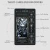 Black Stained Glass Tarot Cards for Beginners with Meanings on Them 400GSM Unique Thickness Gilded Learning Tarot Deck Set with Guide Book and Golden Edge on 78 Cards view 4