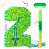 16 Inch Number 2 Pixel Pinata with Piata Stick, Blindfold, Confetti for Boys Girls Birthday Decorations, Kids Party Supplies, Easy to Fill and Hang (MinC-2th) view 1