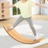 Balance Board Kids Curved Rocker Board Stability Anti Slip Balance Training Equipment Wooden Wobble Board for Fitness Indoor, Style B view 4