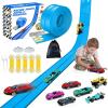 16Ft Flexible Race Track for Kids, Flex Track with 6 Race Car Track Double-Side Track Toys Compatible with 16 Suction Cups, Storage Bag Rolls Up Race Tracks Birthday Gifts for Boys Girls view 1