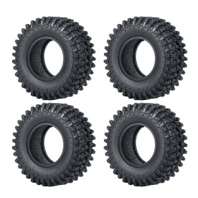 4Pcs 1.0 Inch Metal Beadlock Wheel Rims with Soft Rubber Tires 50mm 54mm Compatible with 1 24 Scale RC Crawler Cars Like SCX24 90081 Model Accessories Parts(50mm Tires-A)