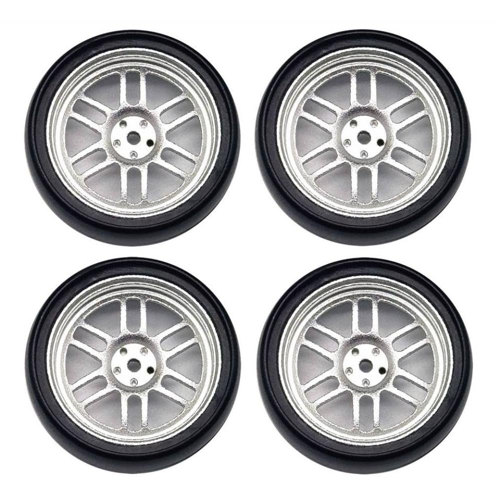 1 18 Scale RC Car Metal Drift Wheels 32mm Hard Tires Set of 4 LD1801 LD1802 LD1803 LD1804 A01 A02 Upgrade Parts Compatible with 1 18 RC Drift Cars(JSLG-SD)