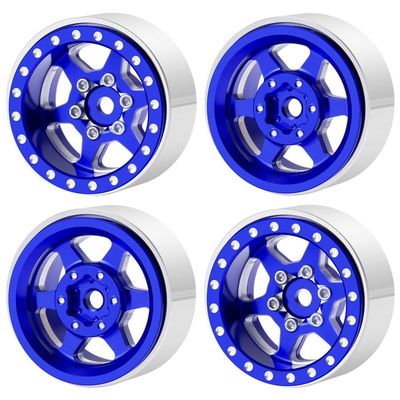 1.0inch Aluminum Beadlock Wheel Rims Compatible with 1 24 Scale RC Cars Like SCX24 Deadbolt C10 and Similar Models(Type 13 Blue)