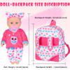 iBayda 12" Baby Doll in Gift Box with Backpack Carrier, Clothes, Feeding Bottle, Pacifier, Diaper and a Toy Rabbit Accessories, First Baby Dolls for Girls 3 Years and Up view 3