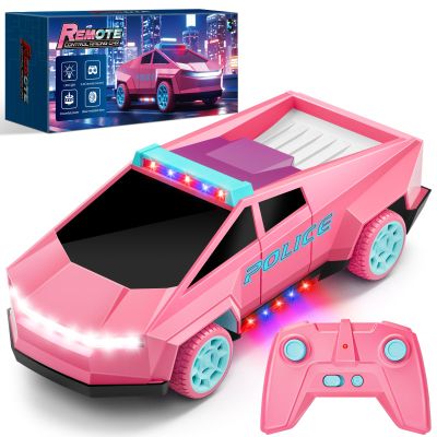 Cool Remote Control Car Toys for Girls, 1:20 Pink Police RC Truck with Flashing LED Lights and Loadspace, 2.4 GHz Rechargeable Racing RC Cars Vehicle Toys, Valentines Day Gifts for Kids 3 5 7 10