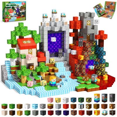 240 PCS Magnetic Blocks - Magnetic Building Block, Stacking Magnet Building Cubes for Kids, Magnetic Construction Toy for Boy Girl, STEM Montessori Sensory Toy Ages 3-12 Years Old Birthday Gift