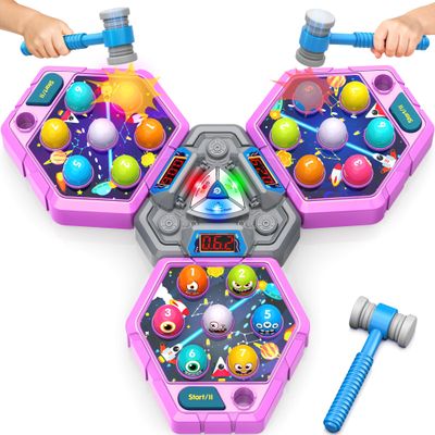 ANNKIE Whack Hammer Mole Game, Toys for 3 4 5 6+ Year Old Boys Girls, Pounding Toys for Age 3-5, Birthday Gifts for 3-12 Year Old Boys Girls, Interactive Educational Toy with 3 Modes,1-3 Players