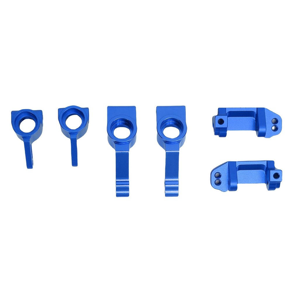 Funien 2 pcs front steering blocks, 2 pcs front caster blocks, rear stub axle carriers, RC Car Parts Kit Replacement for Slash 2WD RC Car, crafted with premium aluminum alloy (Blue)