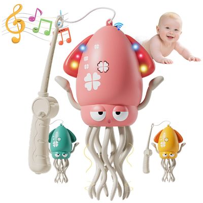 Baby Stocking Stuffers 6-12 12-18 Months Boys Girls, Tummy Time Musical Dancing Squid Crawling Octopus Toy for 1 2 3 4 5 Year Old Kid, Toddler Birthday Christmas Gifts for Grandkids