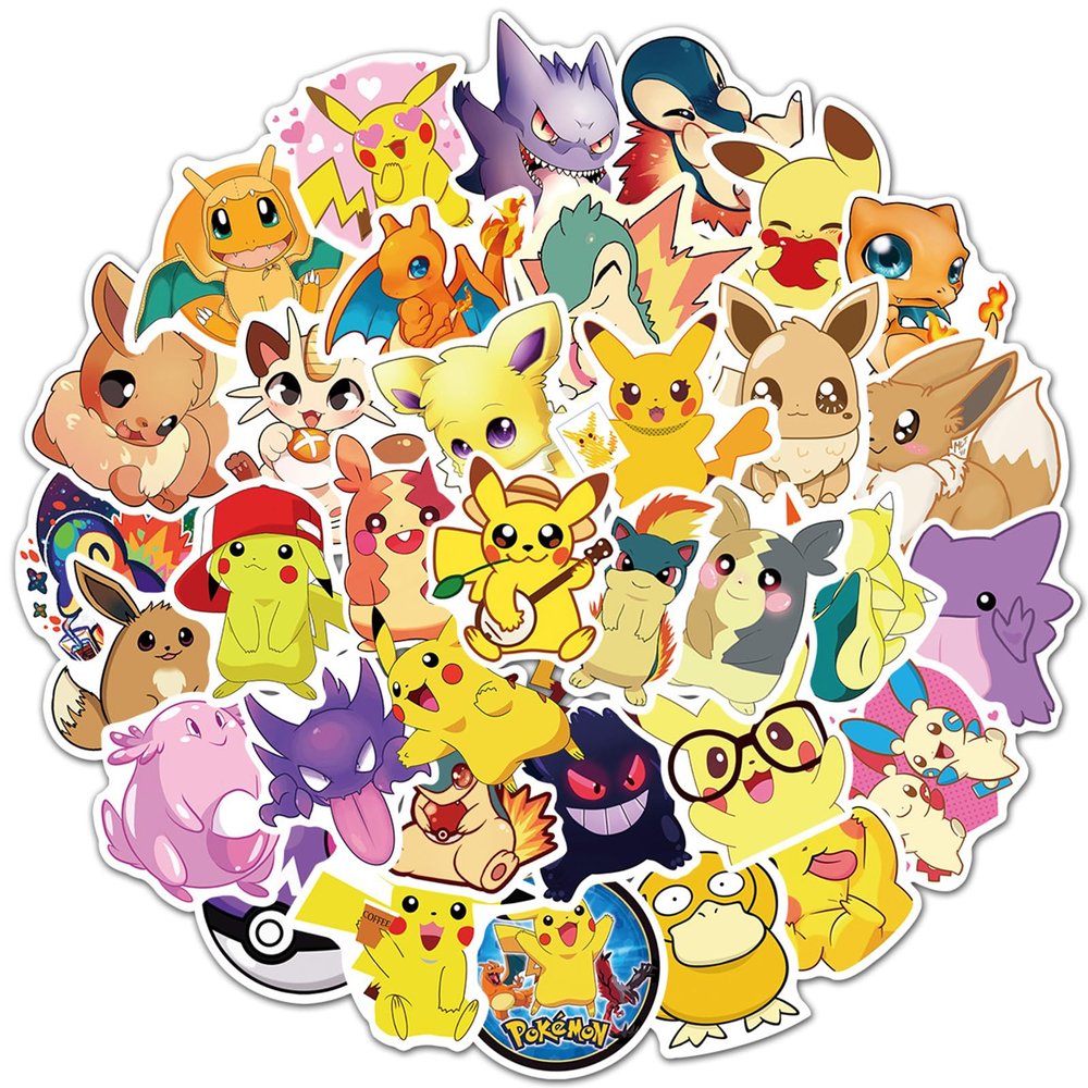 50Pcs Cute Anime Cartoon Sticker for Kids, Cool Cartoon Waterproof Vinyl Decal for Teen Girl Adult Water Bottle Skateboard Notebook Phone Guitar Bike