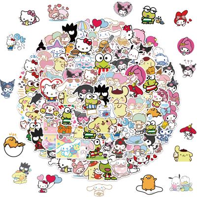 100Pcs Sanrio Cartoon Sticker for Kids, Cute Hellokitty Mymelody Kuromi Waterproof Vinyl Decal for Teen Girl Water Bottle Skateboard Notebook Phone Guitar Bike Helmet