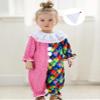 2Pcs Neutral Outfits Toddler Baby Boy Girl Halloween Romper Jumpsuit Clown Halloween Clothes with Hat (Pink, 6-12 Months) view 2