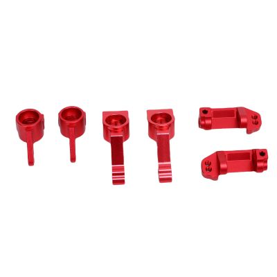 Funien 2 pcs front steering blocks, 2 pcs front caster blocks, rear stub axle carriers, RC Car Parts Kit Replacement for Slash 2WD RC Car, crafted with premium aluminum alloy (Red)