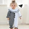 2Pcs Neutral Outfits Toddler Baby Boy Girl Halloween Romper Jumpsuit Clown Halloween Clothes with Hat (White, 6-12 Months) view 2