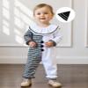 2Pcs Neutral Outfits Toddler Baby Boy Girl Halloween Romper Jumpsuit Clown Halloween Clothes with Hat (White, 6-12 Months) view 3