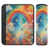 Nexawaveo Car Seat Strap Covers Dreamy Rainbow Starry Night Soft Flannel Shoulder Pads for Baby Car Seat Stroller Backpack view 1