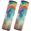 Nexawaveo Car Seat Strap Covers Dreamy Rainbow Starry Night Soft Flannel Shoulder Pads for Baby Car Seat Stroller Backpack view 2