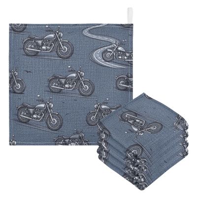 CUPADA Baby Washcloths Vintage Motorcycle Pattern Muslin Face Towels Soft Absorbent Burp Wash Wipes Towel for Newborn Infant, 5 Pack