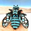 Articulated Cyber Bee, 3D Printed Cyber Bee Magnet Stress Relief Desk Toy Futuristic Interactive - Fridge Magnet - 3D Printed in USA -CB001-GID-BLUE view 3