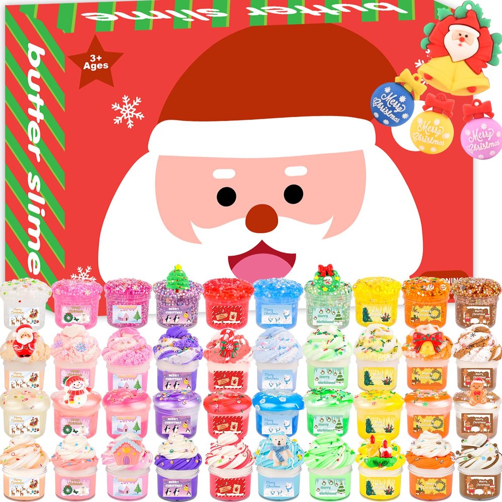 40 Pack Christmas Slime Kit, Mini Bulk Slime, Party Favors for Kids, Stocking Stuffers, Goodie Bag Stuffers, Xmas Gifts for Classroom Rewards Teens Girls Boys 4 5 6 7 8 9 10 11 12 Year Old