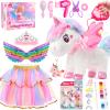 Jeowoqao Unicorn Toys for Girls Age 4-6,Walking Talking Singing Interactive Unicorns with Painting Kit Crafts Toddler Unicornss Dress up, Remote Control Plush Unicorn's Toy for Kids 3-6 view 1